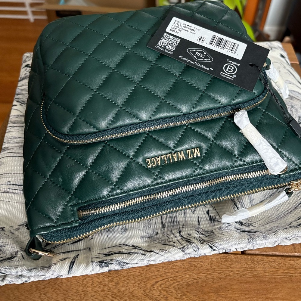 NWT MZ Wallace Metro Scout Deluxe Emerald Leather Limited Edition Crossbody Bag